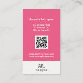 Moderne Retro Roze Geruite Professionele Visitekaartje (Achterkant)