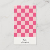 Moderne Retro Roze Geruite Professionele Visitekaartje (Voorkant)