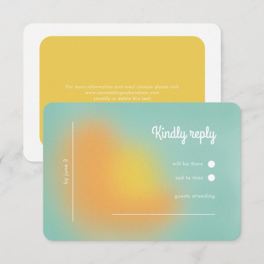 Moderne Retro Roze Oranje Gradient Ombré Bruiloft RSVP Kaartje (Voorkant / Achterkant)