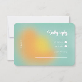 Moderne Retro Roze Oranje Gradient Ombré Bruiloft RSVP Kaartje