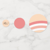 Moderne Retro Roze Perzik Koraal Regenboog Bruilof Confetti (Achterkanten)