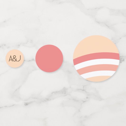 Moderne Retro Roze Perzik Koraal Regenboog Bruilof Confetti (Achterkanten)