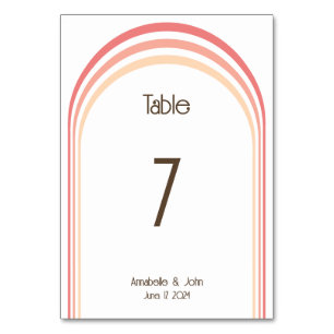 Moderne Retro Roze Perzik Koraal Regenboog Bruilof Kaart