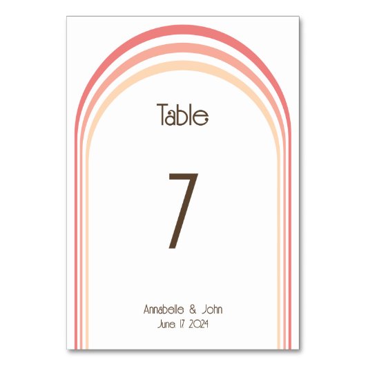 Moderne Retro Roze Perzik Koraal Regenboog Bruilof Kaart (Voorkant)
