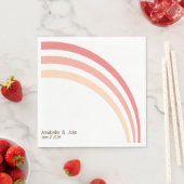 Moderne Retro Roze Perzik Koraal Regenboog Bruilof Servet (Insitu)