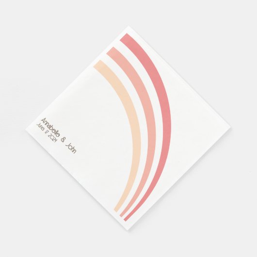 Moderne Retro Roze Perzik Koraal Regenboog Bruilof Servet (Hoek)