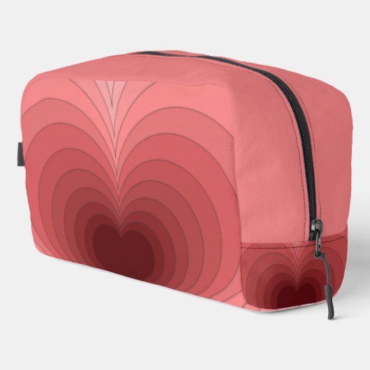 Moderne Retro Roze Rode Hart Print Cut Naaizak Toilettasje (Rechterhoek)