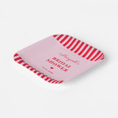 Moderne Retro Roze & Rode Strepen Bruidsmeisjesfee Papieren Bordje (Gebogen)