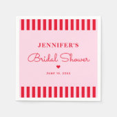 Moderne Retro Roze & Rode Strepen Bruidsmeisjesfee Servet (Voorkant)