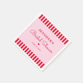 Moderne Retro Roze & Rode Strepen Bruidsmeisjesfee Servet (Hoek)