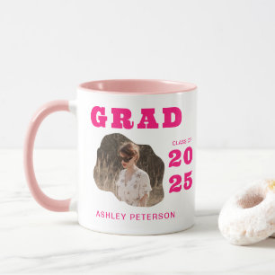 Moderne Retro Roze Typografie Foto Afstuderen Mok