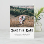 Moderne  Retro Rustic Verloving Foto Save The Date (Staand voorkant)