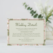 Moderne Retro Sage Groen en Blush Wedding Details Informatiekaartje (Staand voorkant)