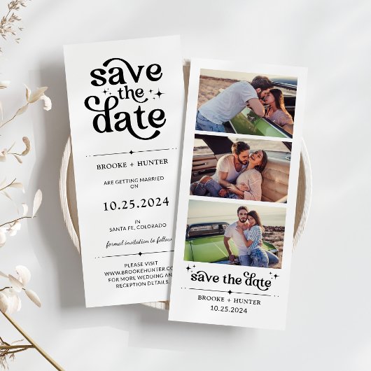 Moderne Retro Save The Date | Fotocabine Strip Kaart
