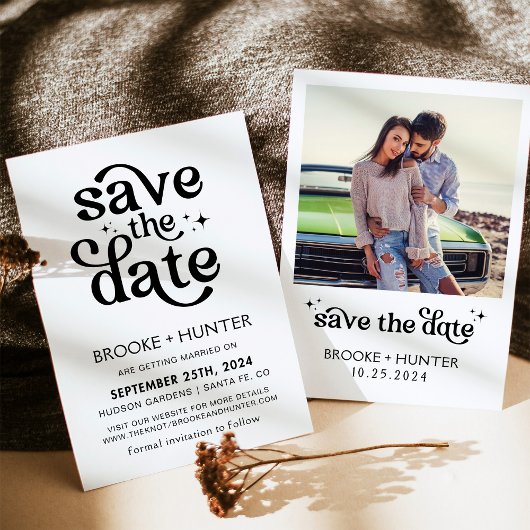 Moderne Retro Save The Date | Trouwkaart Kaart