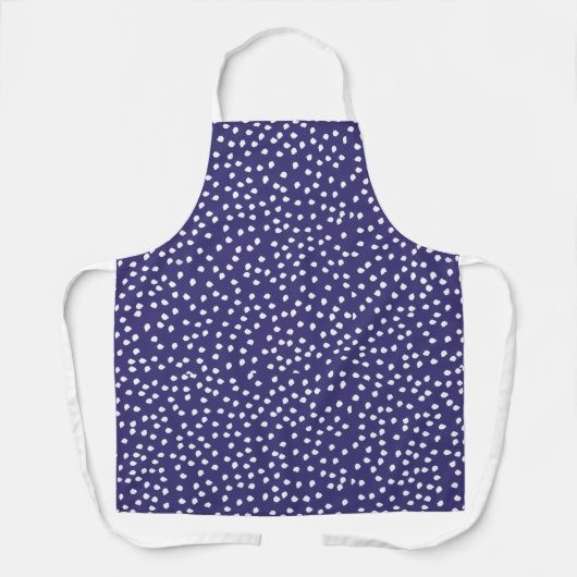 Moderne Retro Schattige marineblauwe Stippen Schort (Voorkant)