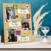 Moderne Retro Scrapbook Fotocollage Vaderdag Fotoplaat (Zijkant)