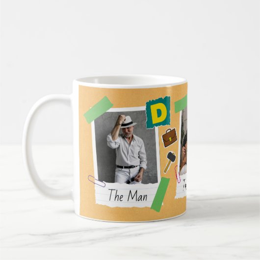 Moderne Retro Scrapbook Fotocollage Vaderdag Koffiemok (Links)