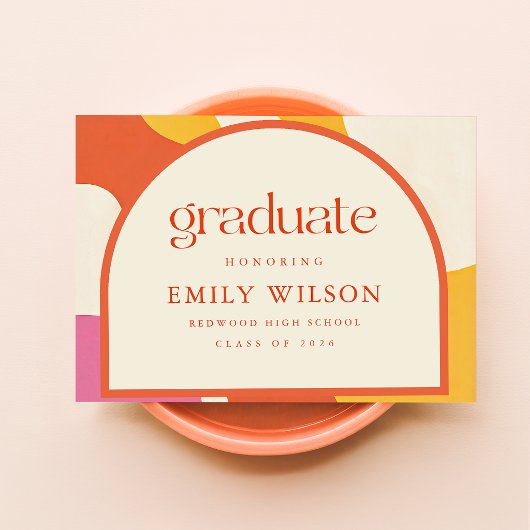 Moderne Retro Script Grad Afstudeercijfers Bedankt Briefkaart