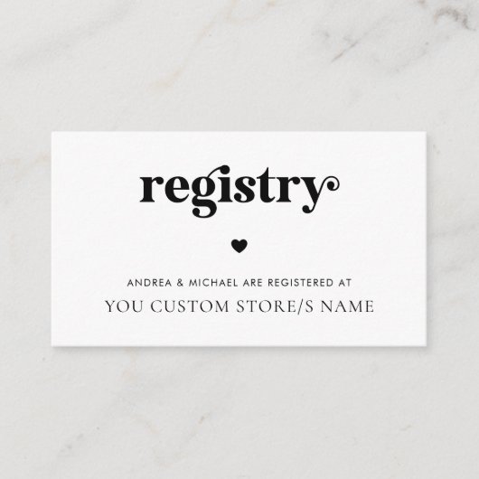 Moderne Retro Script Hart Minimalistische Cadeau R Informatiekaartje (Voorkant)