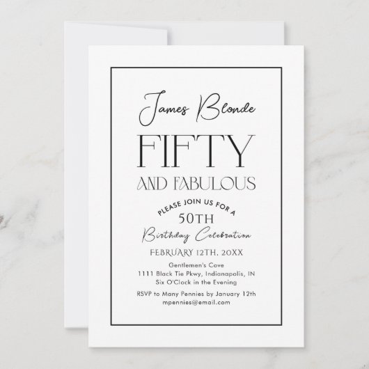 Moderne Retro Script-Mannen-verjaardagsfeest Kaart (Voorkant)