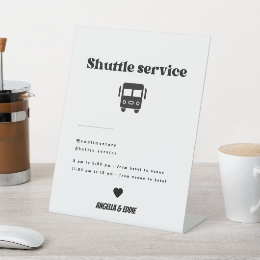 Moderne Retro Shuttle Service Trouwbord Reclamebord Met Voetstuk (Insitu)
