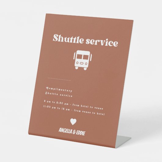 Moderne Retro Shuttle Service Trouwbord Reclamebord Met Voetstuk (Voorkant)