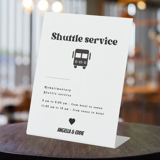 Moderne Retro Shuttle Service Trouwbord Reclamebord Met Voetstuk