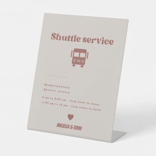 Moderne Retro Shuttle Service Trouwbord Reclamebord Met Voetstuk (Voorkant)