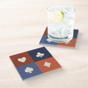 Moderne Retro Speelkaart Kleur Poker & Bridge cade Glazen Onderzetter