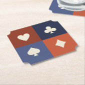 Moderne Retro Speelkaart Kleur Poker & Bridge Kartonnen Onderzetters (Gekanteld)