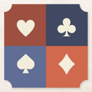 Moderne Retro Speelkaart Kleur Poker & Bridge  Kartonnen Onderzetters