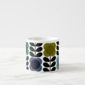 Moderne Retro  Spot Bloemen Stem, Blauw groen Espresso Kop (Voorkant)