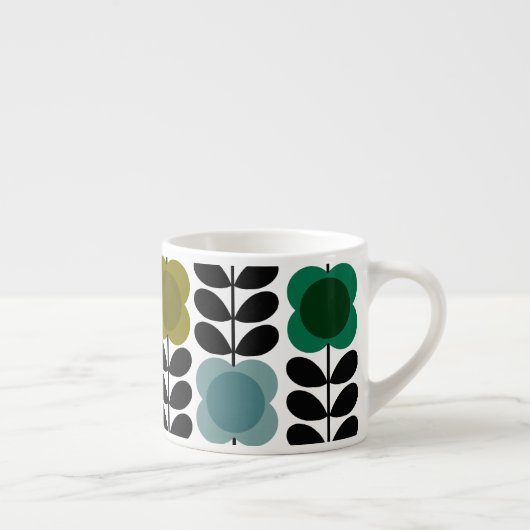 Moderne Retro  Spot Bloemen Stem, Blauw groen Espresso Kop (Rechts)