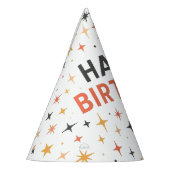 Moderne Retro Starburst Happy Birthday Feesthoedjes (Links)