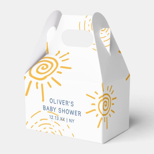 Moderne retro straal van zonneschijn Baby shower Bedankdoosjes (Achterkant)
