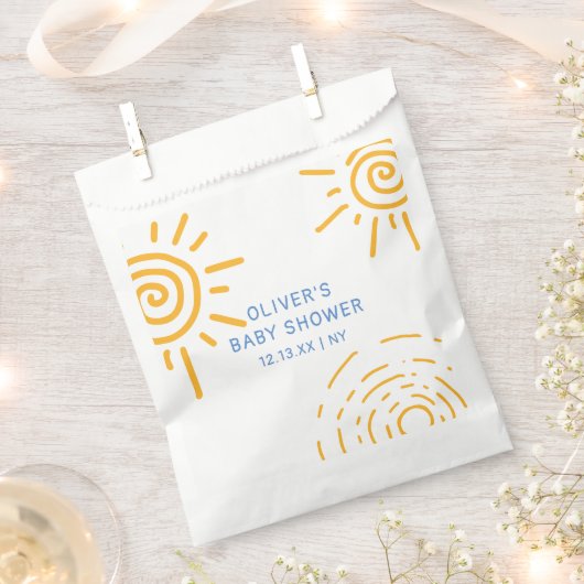 Moderne retro straal van zonneschijn Baby shower Bedankzakje (Geknipt)