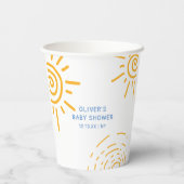 Moderne retro straal van zonneschijn Baby shower Papieren Bekers (Achterkant)