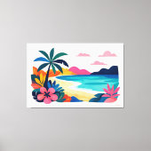 Moderne retro strand scene 02 canvas afdruk (Voorkant)