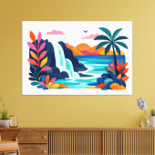 Moderne retro strand scene 03 canvas afdruk (Insitu (Woonkamer))