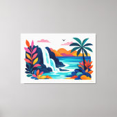 Moderne retro strand scene 03 canvas afdruk (Voorkant)
