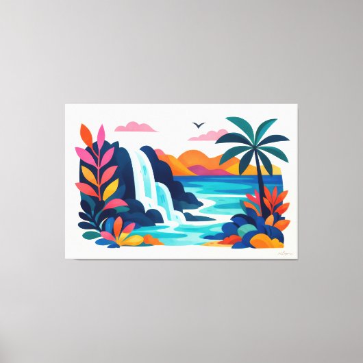 Moderne retro strand scene 03 canvas afdruk (Voorkant)