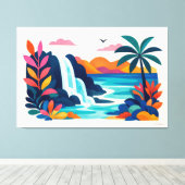 Moderne retro strand scene 03 canvas afdruk (Insitu (Houten vloer))