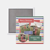 Moderne retro strepen ingelijst foto's Kerstmis Magneet (Voorkant / Achterkant)