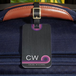 Moderne Retro Strepen Monogram Bagagelabel