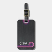 Moderne Retro Strepen Monogram Bagagelabel (Voorkant verticaal)