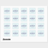 Moderne Retro Stripes Marine Blauw Graduation Part Vierkante Sticker (Vel)