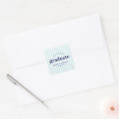 Moderne Retro Stripes Marine Blauw Graduation Part Vierkante Sticker (Envelop)