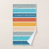 Moderne Retro Sunset Stripes gepersonaliseerd Bad Handdoek (Handdoek)