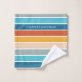 Moderne Retro Sunset Stripes gepersonaliseerd Bad Handdoek (Wasdoekje)